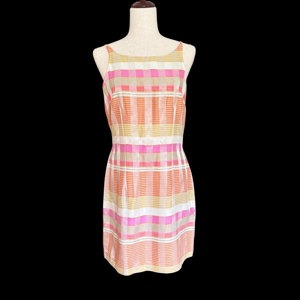 VTG Dawn Joy Dress Womens‎ 9/10 Pastel Sleeveless Striped Plaid Mini Made USA